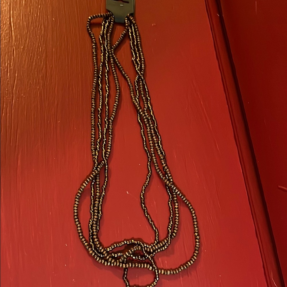 Brownish gold Multi-Strand Necklace with Intricate Design